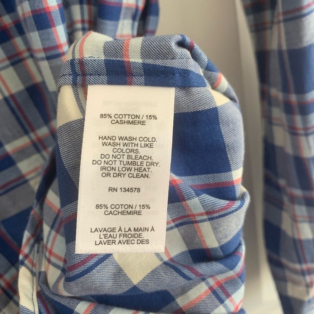 Vineyard Vines Classic Fit Plaid Spread Collar Cotton Cashmere Shirt Size XS NWT - Picture 7 of 8